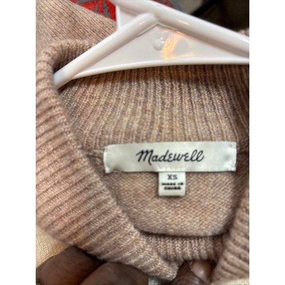 Madewell  Mock Neck Sweater Womens Cream Brown Good Pocket Relaxed size Xs - Picture 9 of 12
